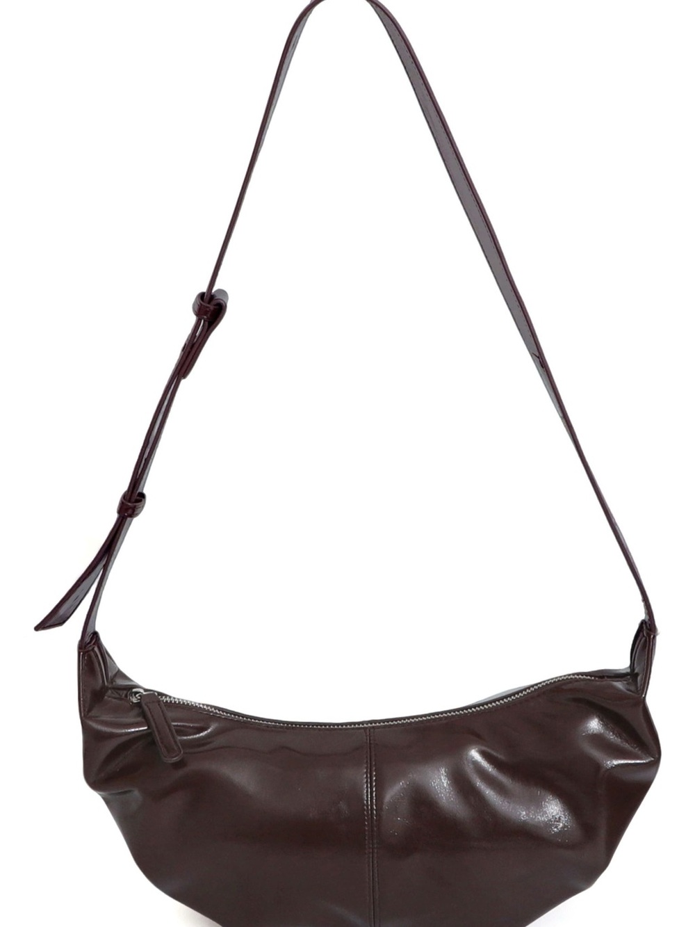 Adornia brown faux leather crescent shoulder bag